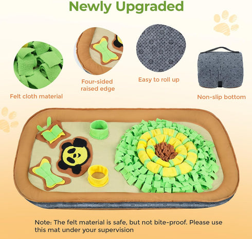 2IN1 28.3''x28.3'' Dog Bed Mat&Snuffle Mat for Dogs Large Breed, Interactive Puzzle Dog Food Mat, Easy to Clean