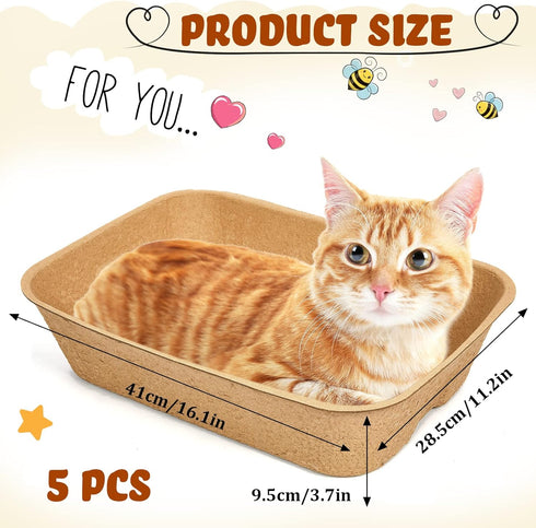 5 Pack Small Disposable Litter Kitten Box, Paper Cat Litter Tray for Indoor Outdoor Small Animals