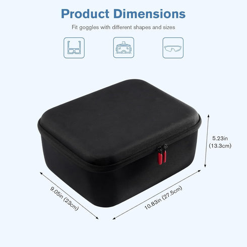 ProCase Large Hard Case for Multiple Ski Goggles, Travel Carrying Snow Goggles Bag Cover with Extra Lens Storage -Black