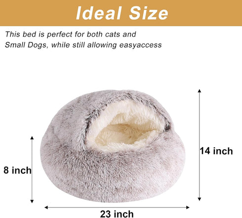 Dog Beds for Small Dogs, Washable Cute Cat Bed Cave, Cozy Nook Pet Bed for Dogs or Cats, Anti-Slip Puppy Bed (Coffee,