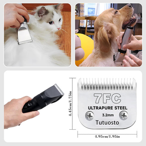 7FC Clipper Blades, Pet Grooming Replacement Blades Compatible with Andis, Wahl, Oster Dog Clippers