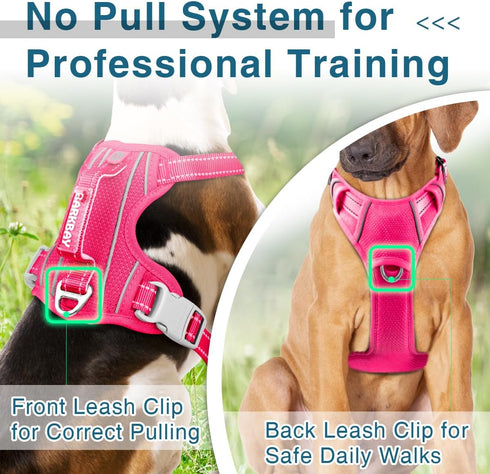 BARKBAY No Pull Dog Harness with ID Tag Pocket - Heavy Duty Reflective Control for Large Dogs (Pink, S)