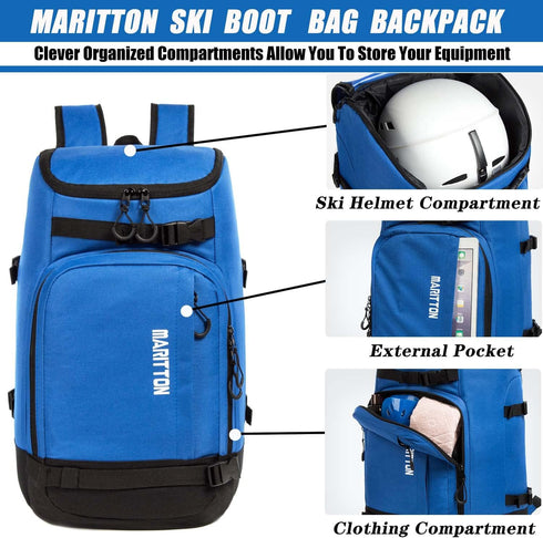 Ski Boot Bag for Travel, Fits Ski Boots, Snowboard Boots, Helmet, Goggles, Gloves, Skis, Snowboard & Accessories