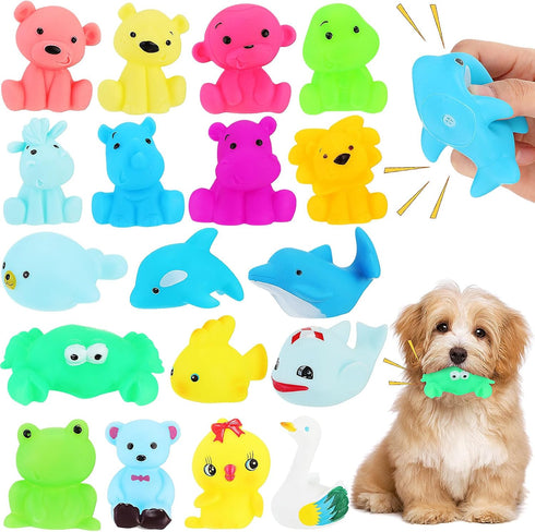 Liliful 18 Pcs Latex Squeaky Dog Toys - 3.5 Inch Soft Rubber Chew Toys for Small Dogs and Puppies