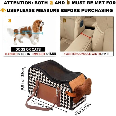 petmix Center Console Dog Car Seat with Breathable Mesh Cover, Pet Puppy Car Seat, Middle Console Dog Armrest Booster