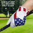 Golf Gloves Left Hand with Ball Marker, Men Women USA Flag Synthetic Leather Adjustable Strap