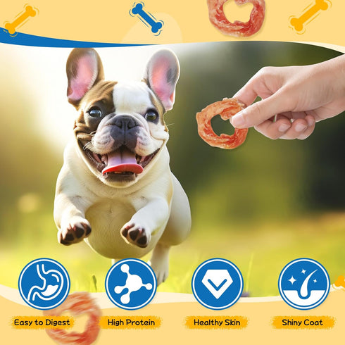 gazeupon Dog Treats Chicken Jerky Rings, Natural Chicken Breast, Healthy Training Rewards for Dogs w/Glucosamine