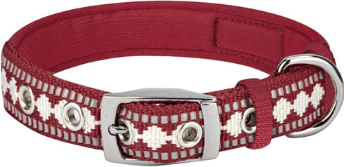 Blueberry Pet Reflective Jacquard Dog Collar with Neoprene Padding & Metal Buckle, Soft Adjustable Safety Collar in