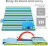 Large Picnic Blanket, Beach Blankets (80X60) Inch, Waterproof Quick Drying Mat for 3-5 Adults (Blue Stripes)