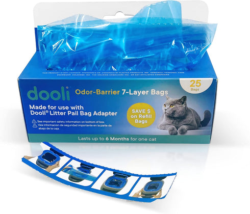 Cat Litter Pail Refills - 25 Bags Roll for Litter Genie & Plus