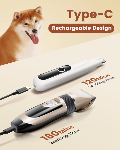 2 1 Trimmer, PAPMINI in Dog Grooming Kit, Low Noise Rechargeable Dog Clippers for Grooming, Cordless Dog Grooming