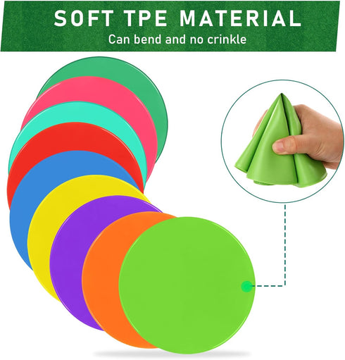 ZIECE 9 inch 9/18/27/36Pcs Poly Spots Spot Markers for Gym Floor Non-Slip Rubber Floor Dots, Agility Markers Flat Cones