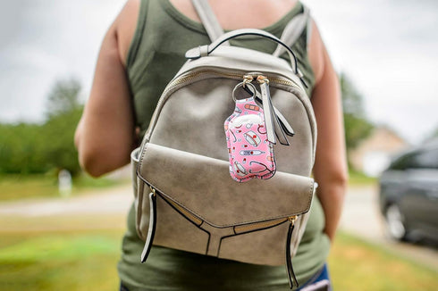 Backpack Daisy Lane Hand Sanitizer Holder for Kids Travel Size Baseball Softball Keychain