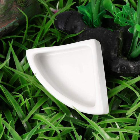 ibasenice Reptile Food Water Bowls - Ceramic Dish for Leopard Gecko (Medium Triangle, 2PCS)