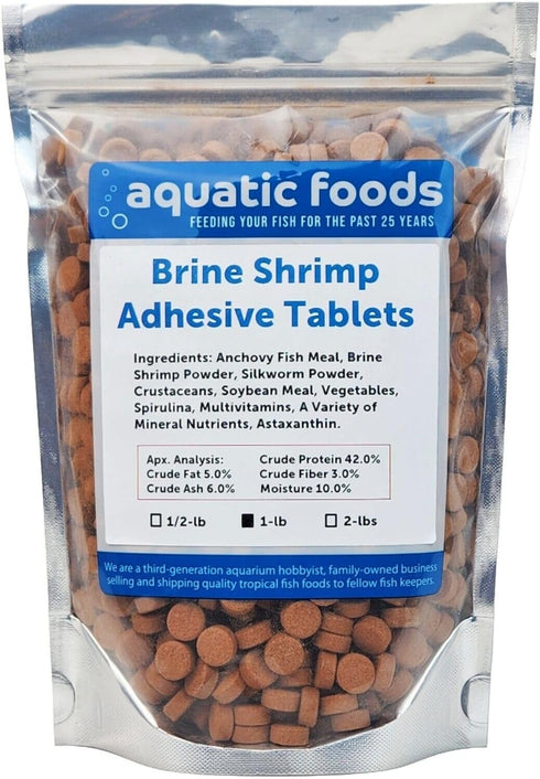 Aquatic Foods Inc. 3/8" 1/2" Community WL1-lb x Brine Shrimp Glass Sticking Wafers for All Fish, Tetras, Guppies, Angel