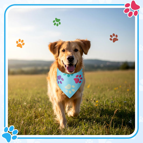 100 Set (31.5 21.7 21.7 Inch) Abbylike Pcs Paw Print Dog Bandanas Bulk Soft Triangle Kerchief Bibs Scarf for Pets Dogs