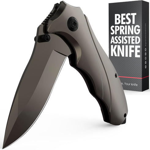 Tactical Pocket Knife for Men, Folding Knife with Glass Breaker and Pocket Clip, Cool Military Camping Gift 6495
