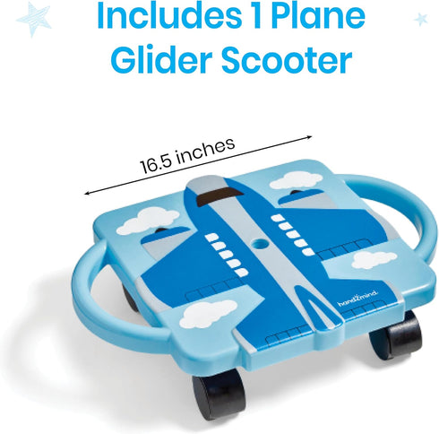 hand2mind Blue Plane Glider Scooter Board, Floor Scooter Board, Gross Motor Toys, Kids Exercise & Physical Education