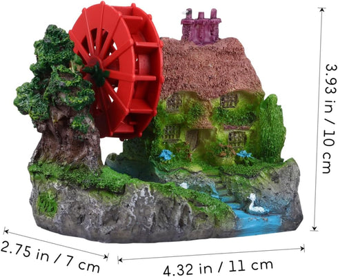FRCOLOR Decor House Simulation Water Wheel for Fish Tank Miniature Water Wheel Aquarium Water Wheel Aquarium Landscape Prop Fish Tank Ornament Resin Micro Scene Wind Mill Pneumatic