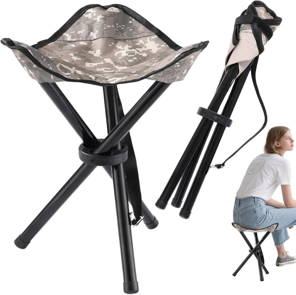 CebraBounze Travel Folding Camping Stool, 14.6 inches Lightweight Outdoor Tripod Chair and Maximum