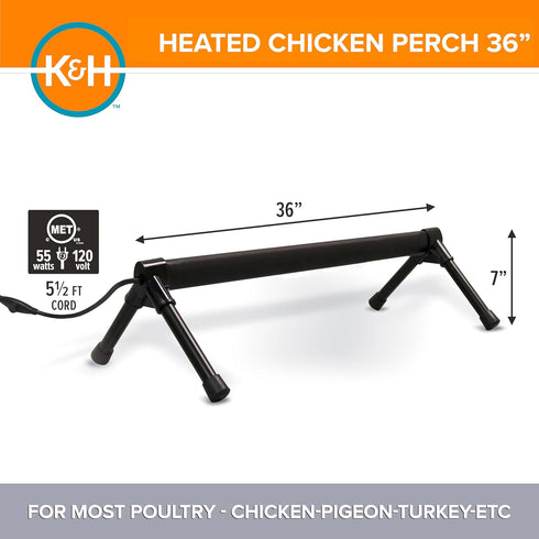 Frozen 36 K&H Pet Products Thermo Heated Chicken Perch for Coop, Warming Chicken Heater, Prevents Toes, Warm Coop