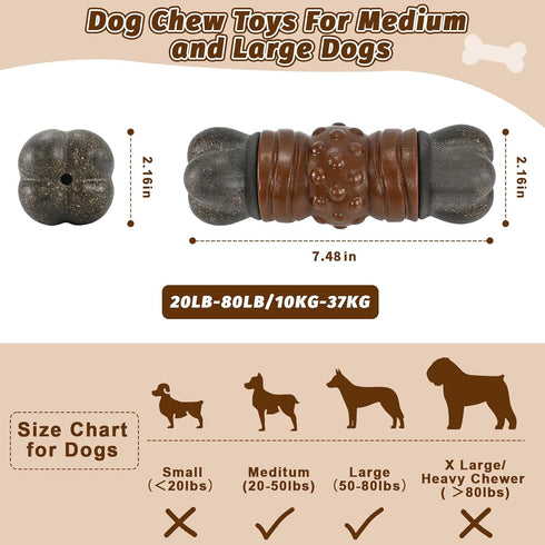 Large Dog Toys for Aggressive Chewers - Tough Indestructible Dog Toy - Long Lasting Dog Bones for Medium/Large Dogs