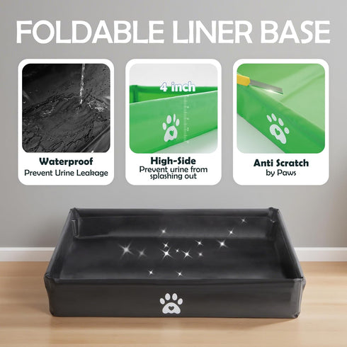 MEEXPAWS Dog Pee Pad Holder Foldable with Dog Litter Box Enclosure High Wall, Puppy Pad Holder Tray Liner Base with DIY