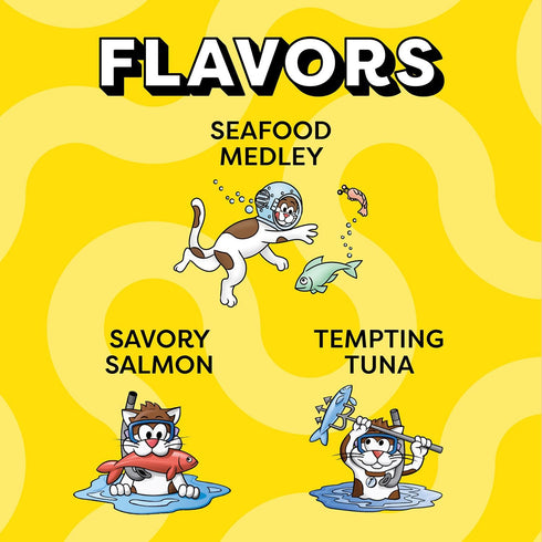 Pack,3 oz. Pouches,(Pack 12) Temptations Cat Treats Classic Crunchy and Soft Seafood Lovers Variety
