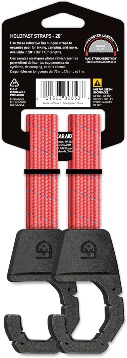 GEAR AID Holdfast Bungee Strap - Organize Gear for Biking, Camping, Hunting, Exercise, Paddling, Orange Reflective