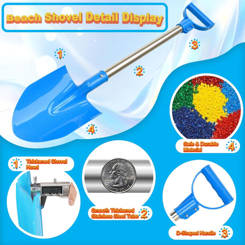 Frebuta 29in 3PC Heavy Duty Beach Shovel, Thickened Metal Sand Shovel with Stainless Steel Foam Handle Non-Slip Grip