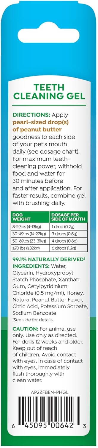 2oz TropiClean Fresh Breath - Dog Toothpaste - Dog Teeth Cleaning Peanut Butter & Honey Flavor - Freshens Breath