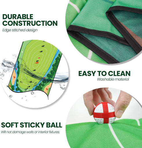 AETISY Sided,40 Set 65 Golf Chipping Game Mat Double pcs Golf Game with FT Golf Practice Mat,Outdoor Indoor Hitting