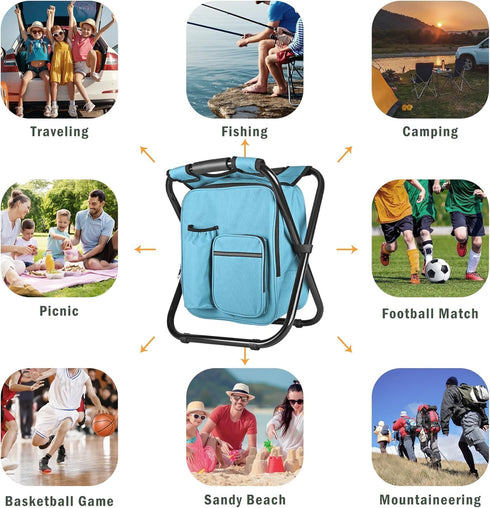 Backpack 300 LBS Kikerike Stool Cooler Chair Heavy Duty Max Load Portable Lightweight Folding Fishing Cooler
