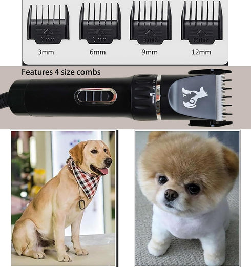 Professional Dog Clippers for Thick Coats - Heavy Duty Pet Grooming Clippers with Powerful Motor & Detachable Blades