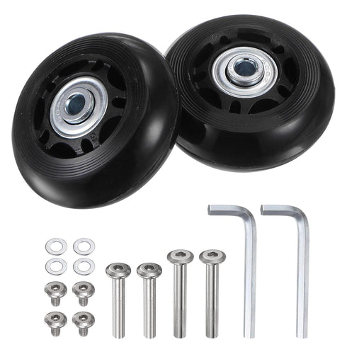 uxcell Replacement Luggage Wheels 60x24mm, Suitcase Wheel Repair Kit with 2 PU Bearing Wheels & Washers