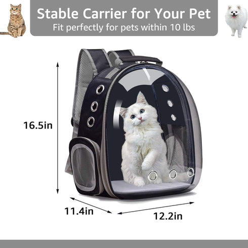 Henkelion Backpack Carrier for Small Medium Dogs Cats, Space Capsule Pet Carrier, Airline Approved, Black