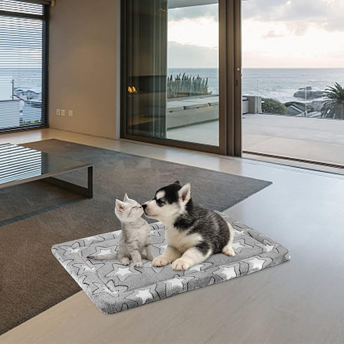EMPSIGN Reversible Dog Bed Mat, Machine Washable Crate Pad for Large Medium Small Dogs, Grey, 36" x 23"