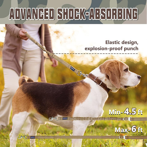 AUROTH Heavy Duty Bungee Dog Leash - No Pull Leash for Medium Large Dogs with 2 Padded Handles, 4.5FT 6FT