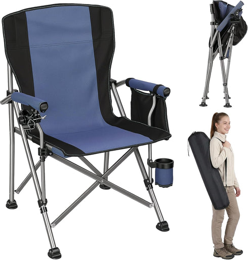 UDIYO New Folding Fishing Chair with Rod Holder, 150Kg Heavy Duty All Terrain