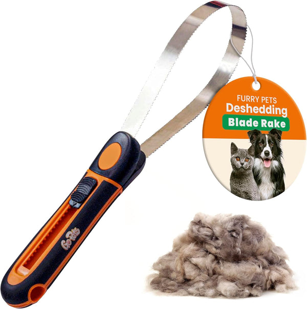 GoPets Deshedding Blade Rake, Adjustable Professional Dematting Grooming Tool for Cats & Dogs