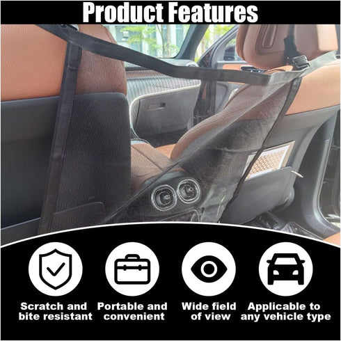 Car Dog Barrier Net, Auto Protection Mesh Pet Barrier, Adjustable Safety Divider Net for Most Cars, Trucks, SUVs