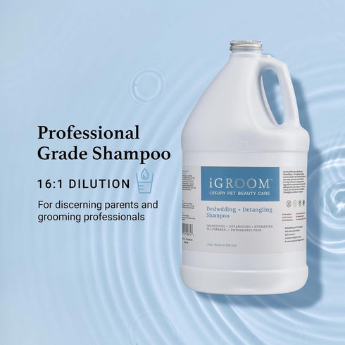 (16 OZ) iGroom Deshedding & Detangling Dog Shampoo, Luxury Pet Beauty Care, Loosen Tangles + Unwanted Undercoat, Adds