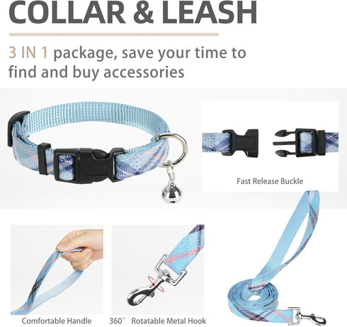 PUPTECK Adjustable Dog Harness Collar and Leash Set, No Pull Pet Harness for Small Medium Dogs, Soft Mesh
