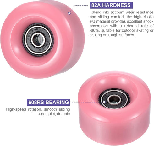 PATIKIL 8 Pack Roller Skate Wheels, 58mmx32mm Quad Wheels with ABEC-9 Bearing, 82A PU & 2 Toe Stoppers