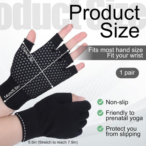Jxiwfvl Fingerless Workout Pilates Gloves for Men and Women, Non-Slip Grip Fitness Gym Gloves Breathable Half Finger
