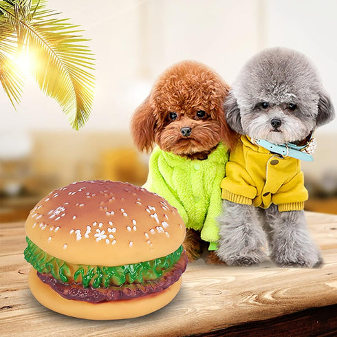 Hamburger Bite-Resistant Dog Toys - Squeaky Chewing Toys for Training & Sofa Damage Prevention