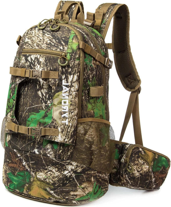 Hunting Backpack, Outdoor Gear Pack with Bow and Rifle Carry System, Camo-Khaki