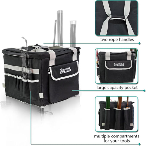 3 Crate-13x13 Kayak Crate Bag Durable Saltwater- Resistant Kayak Fishing Bag with Fishing Rod Holders Large Kayak