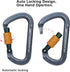 SOB Auto Locking Climbing Carabiner Clips - Heavy Duty Asymmetrical Connector for Rappelling Gear and Outdoor Projects