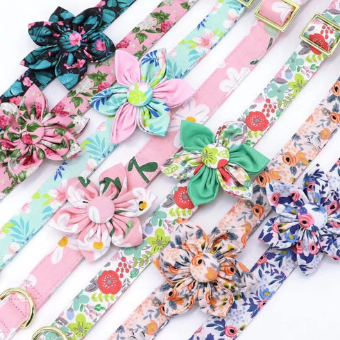 Beirui Cute Girl Dog Collars for Small Medium Large Dogs, Floral Patterns for Wedding Holiday, Neck 12-18", Green-3